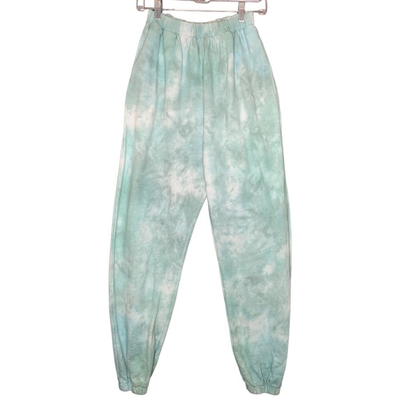 Lovers + Friends Women Bradley Jogger in Teal Green Tie Dye Small Elastic Waist - Picture 2 of 10